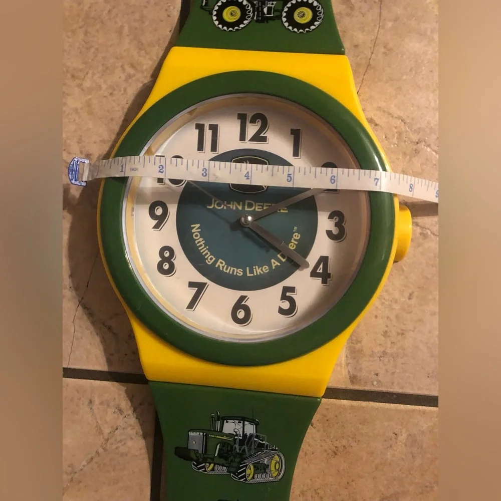 John Deere Green and Yellow Tractor Wall Clock